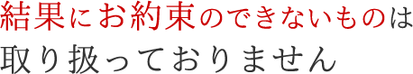 結果にお約束のできないものは取り扱っておりません