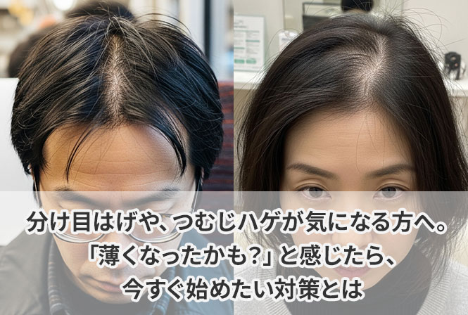 分け目はげや、つむじハゲが気になる方へ。「薄くなったかも?」と感じたら、今すぐ始めたい対策とは
